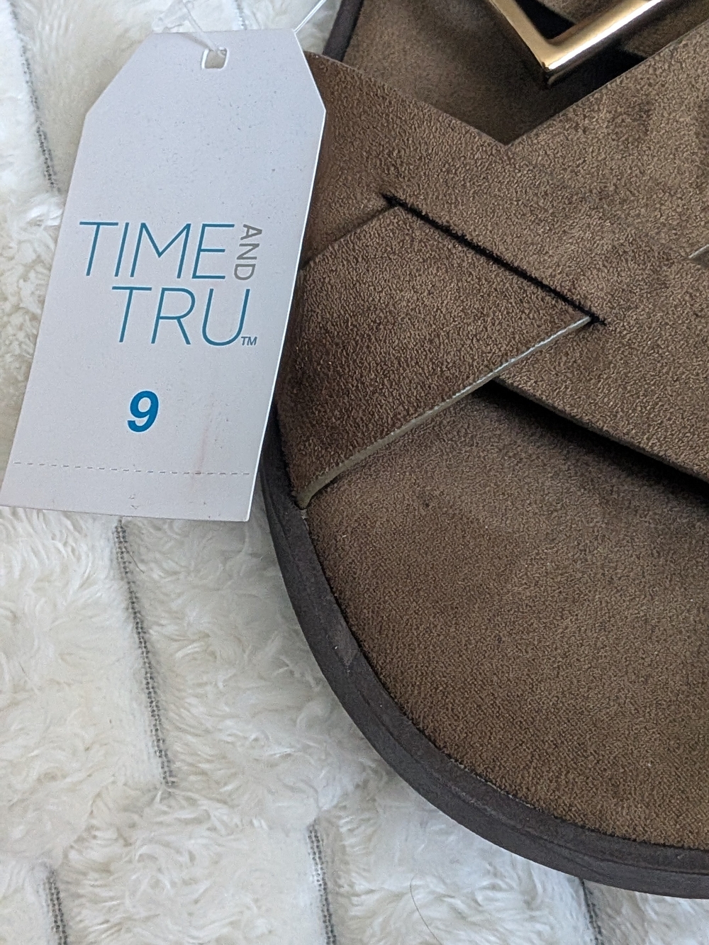 Time and Tru Brown Suede Slide Sandals - Size 9